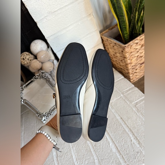 Zara Mary Jane Ballet Flats Ivory Cream Off White Sz 37/6.5 NWOT - Picture 6 of 7